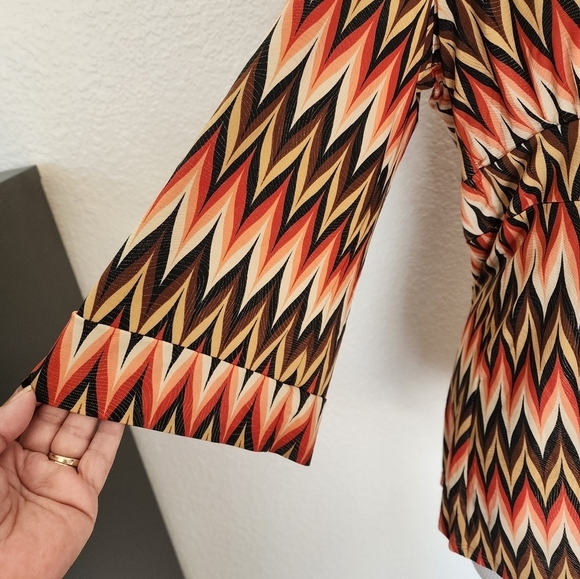 INC International Multi Metalic Gold Color Retro Top Square Neck Size L - Picture 5 of 7